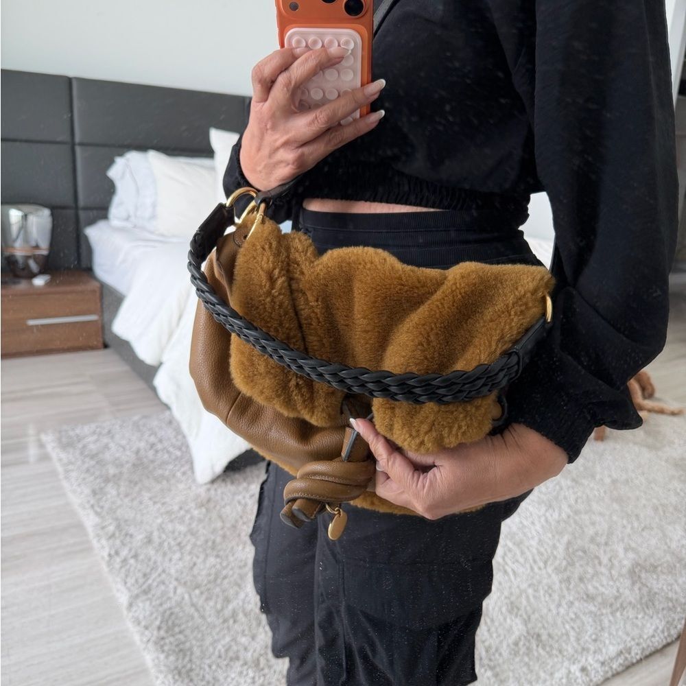 See By Chloe Brown Leather and Shearling handbag with Gold Detail
